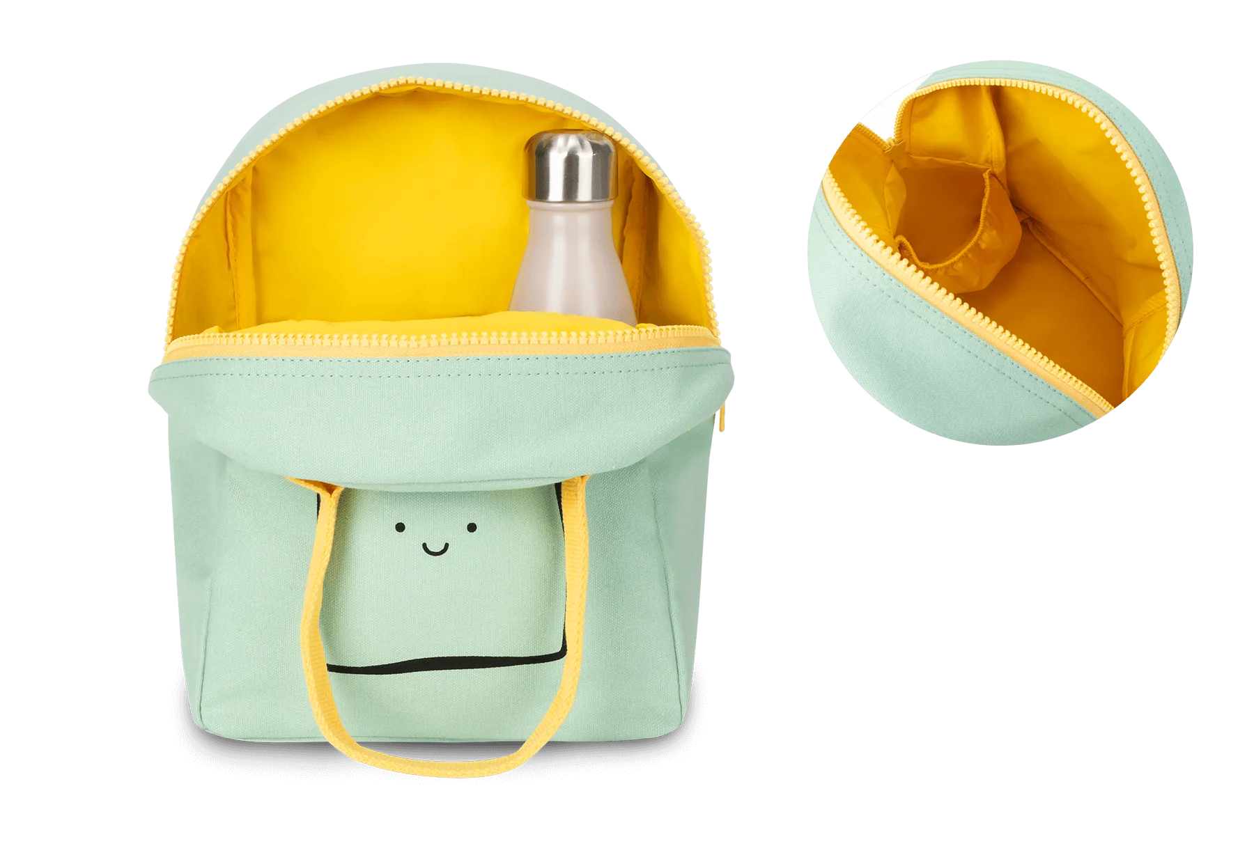 Zipper Lunch Bag - Happy Bread in Mint by Fluf - Image 2