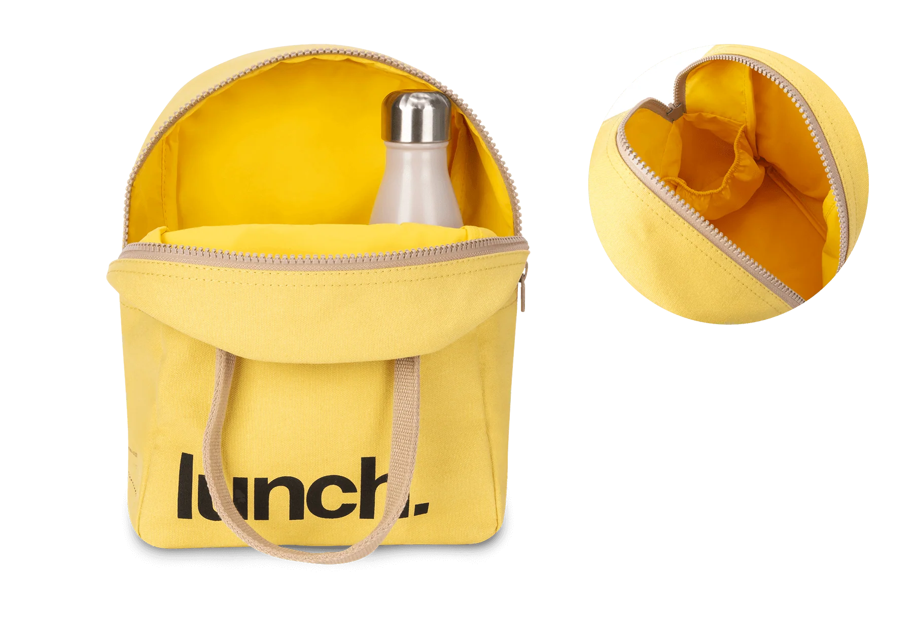 Zipper Lunch Bag - 'Lunch' in Yellow by Fluf - Image 2